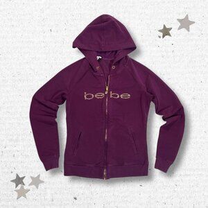 y2k Bebe Women’s Purple Zip up Bling Hoodie Track Jacket